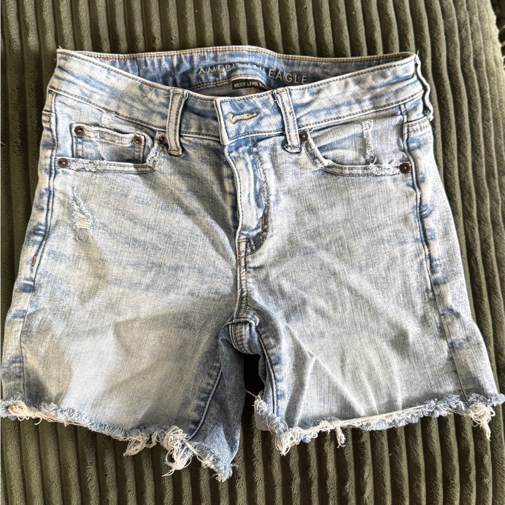 American Eagle Outfitters Blue Jean Shorts Distressed Cut-Off
